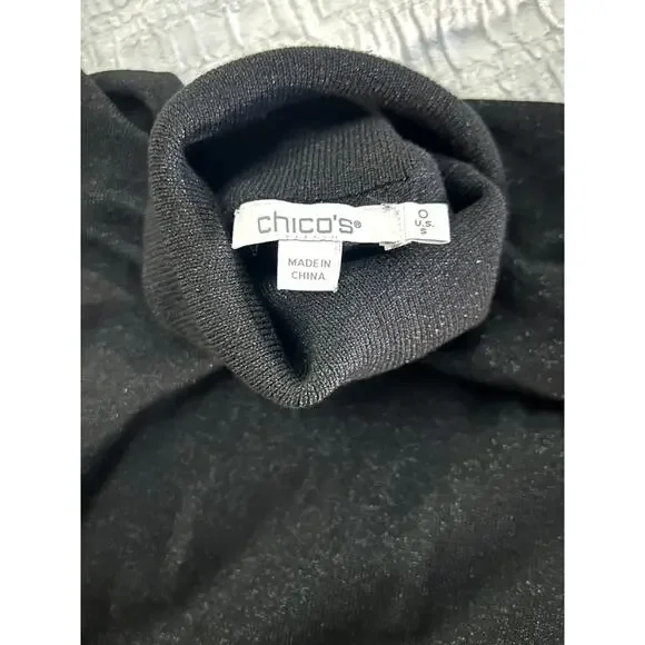 Chico's Lurex Black Shimmer Turtleneck Size 0 - Picture 7 of 12